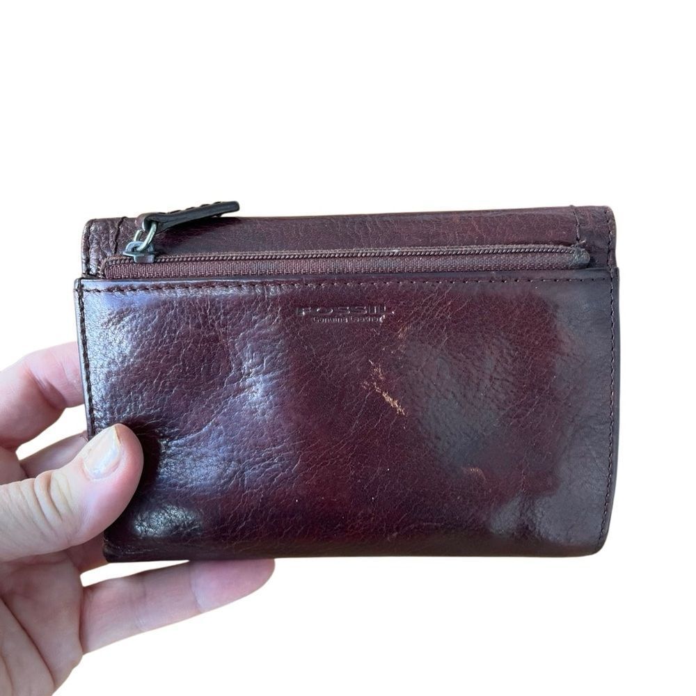 Fossil Vintage 2000s Genuine Leather Shoulder Bag + Matching Wallet Set - Picture 4 of 16